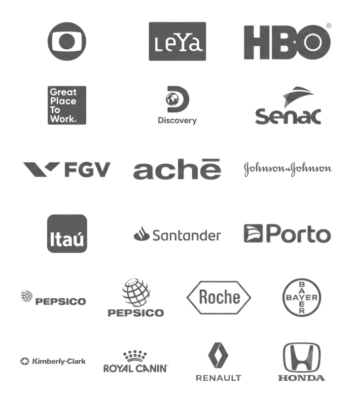 Logotipos de parceiros e clientes dos Estúdios Gustavo Penna