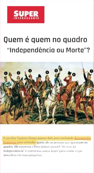 Matéria da Superinteressante sobre a pintura Independência ou Morte